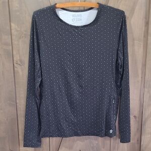 Hang Ten Long-Sleeve Crewneck Swim Shirt Black Charcoal Floral M